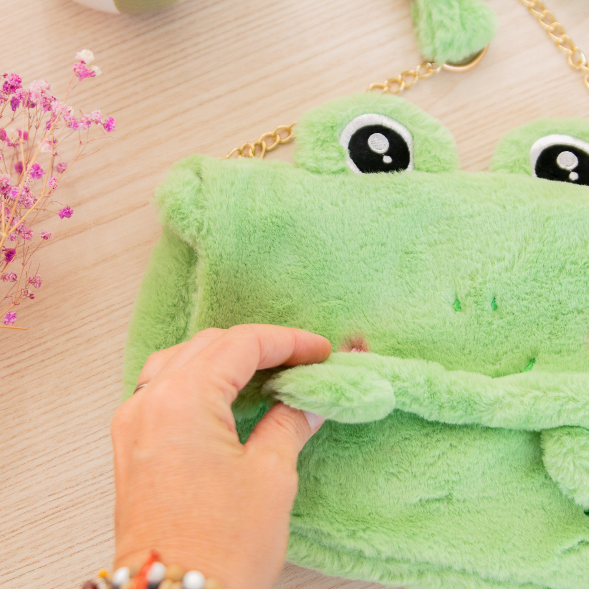 Sac Bandoulière en Peluche Grenouille