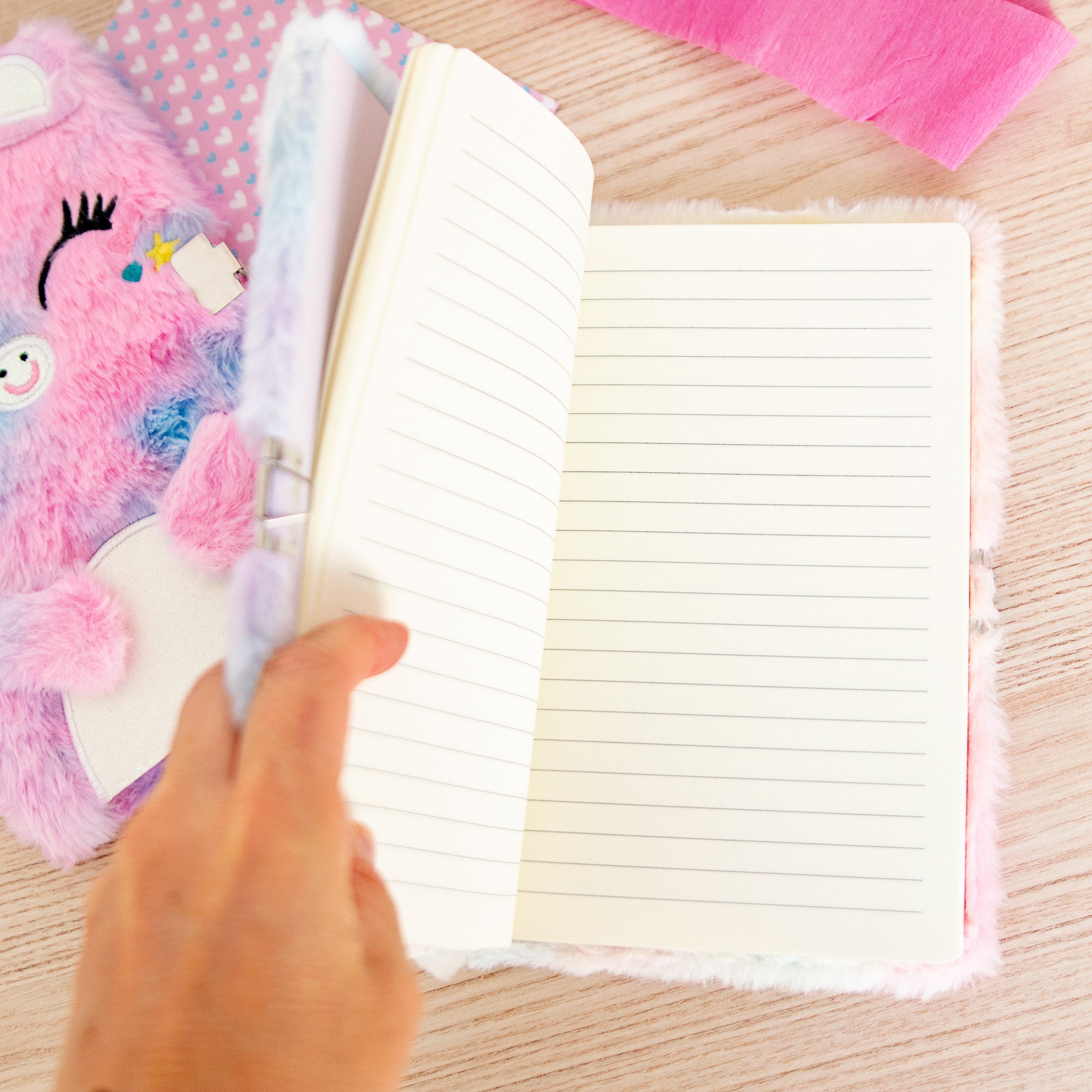 A5-dagboek met pluchen omslag - Teddybeer