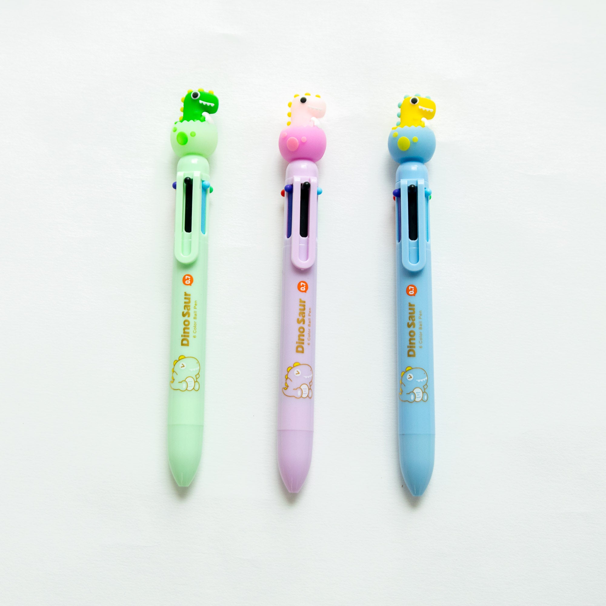 Stylo Kawaii 6 couleurs - Bébé Dinosaure