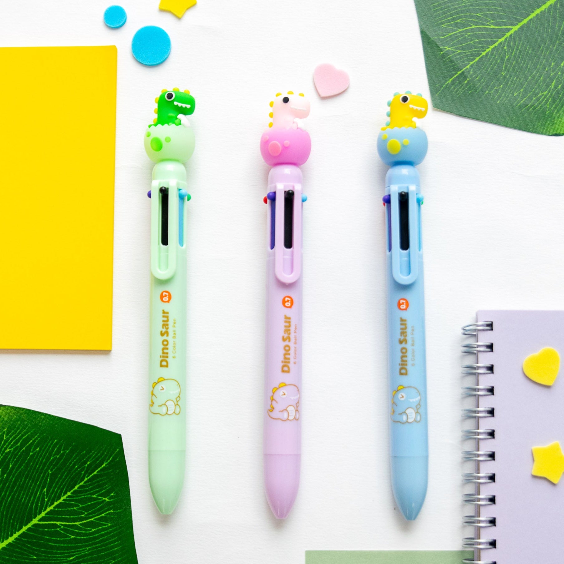 Stylo Kawaii 6 couleurs - Bébé Dinosaure