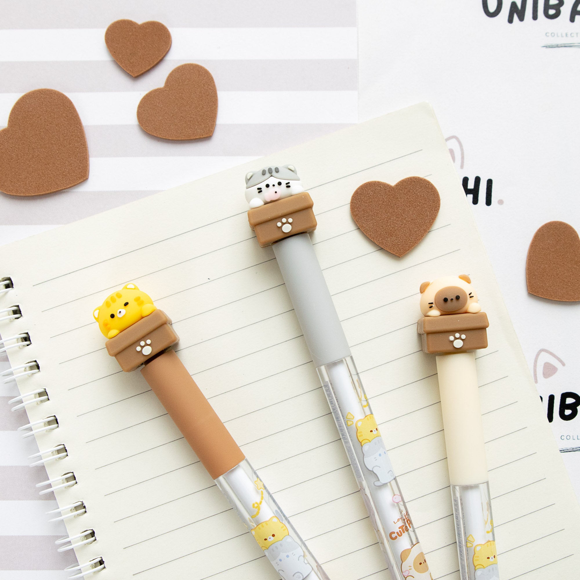 Stylo Gel Kawaii Anti Stress - Chat Curieux Tournicoti