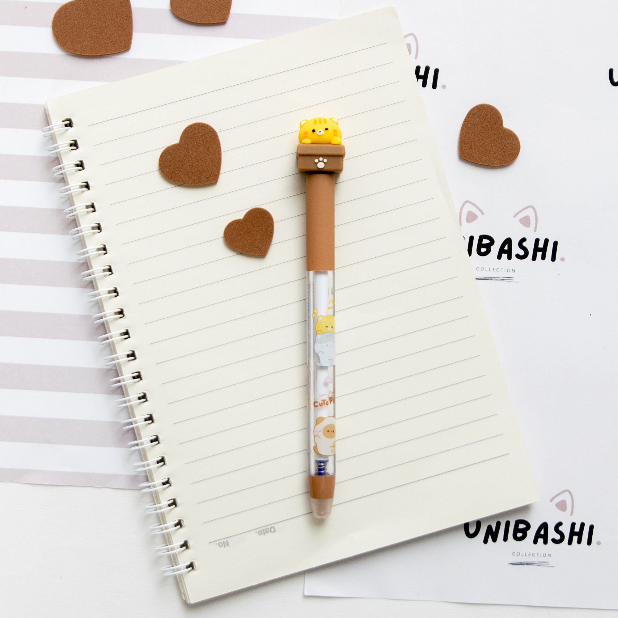 Stylo Gel Kawaii Anti Stress - Chat Curieux Tournicoti