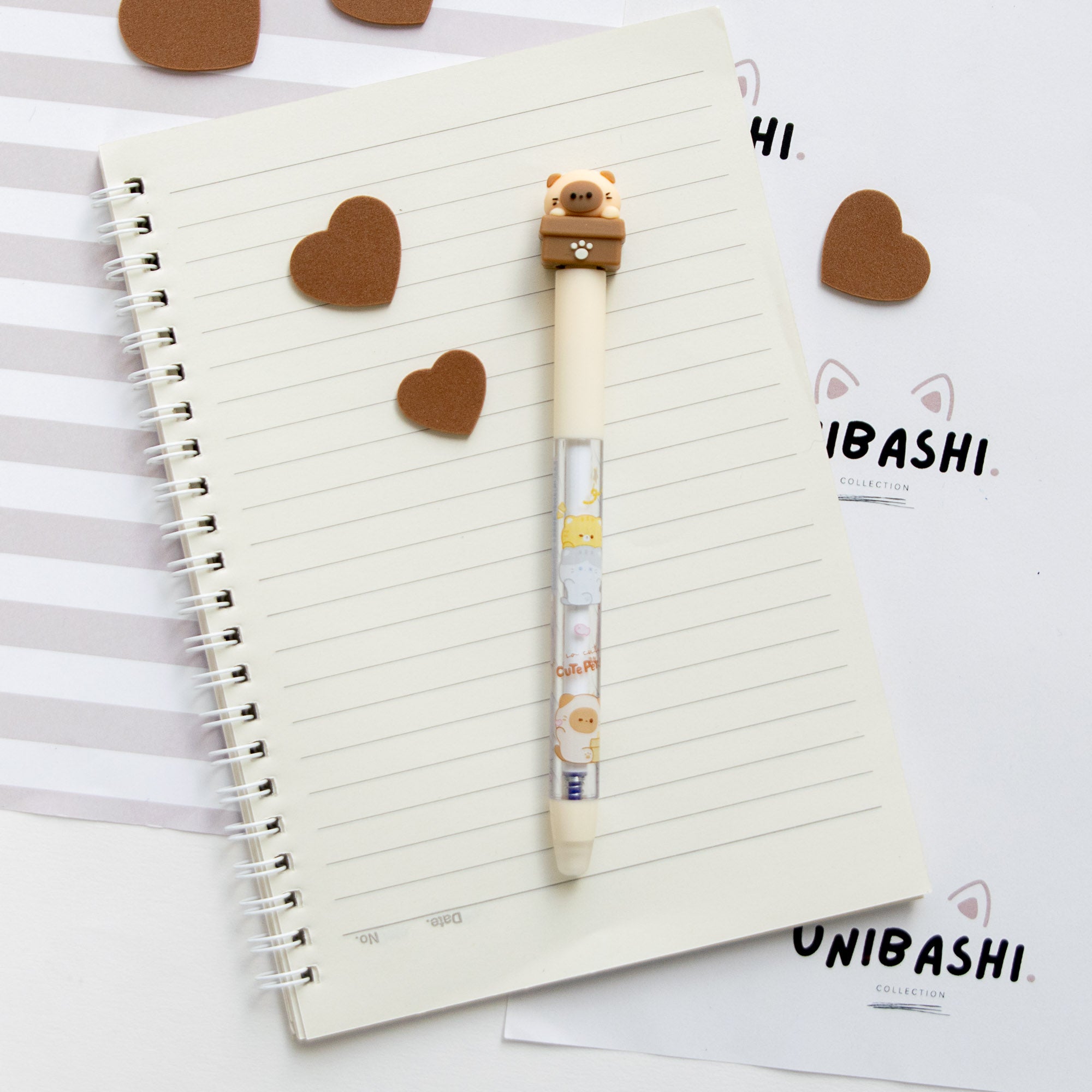 Stylo Gel Kawaii Anti Stress - Chat Curieux Tournicoti