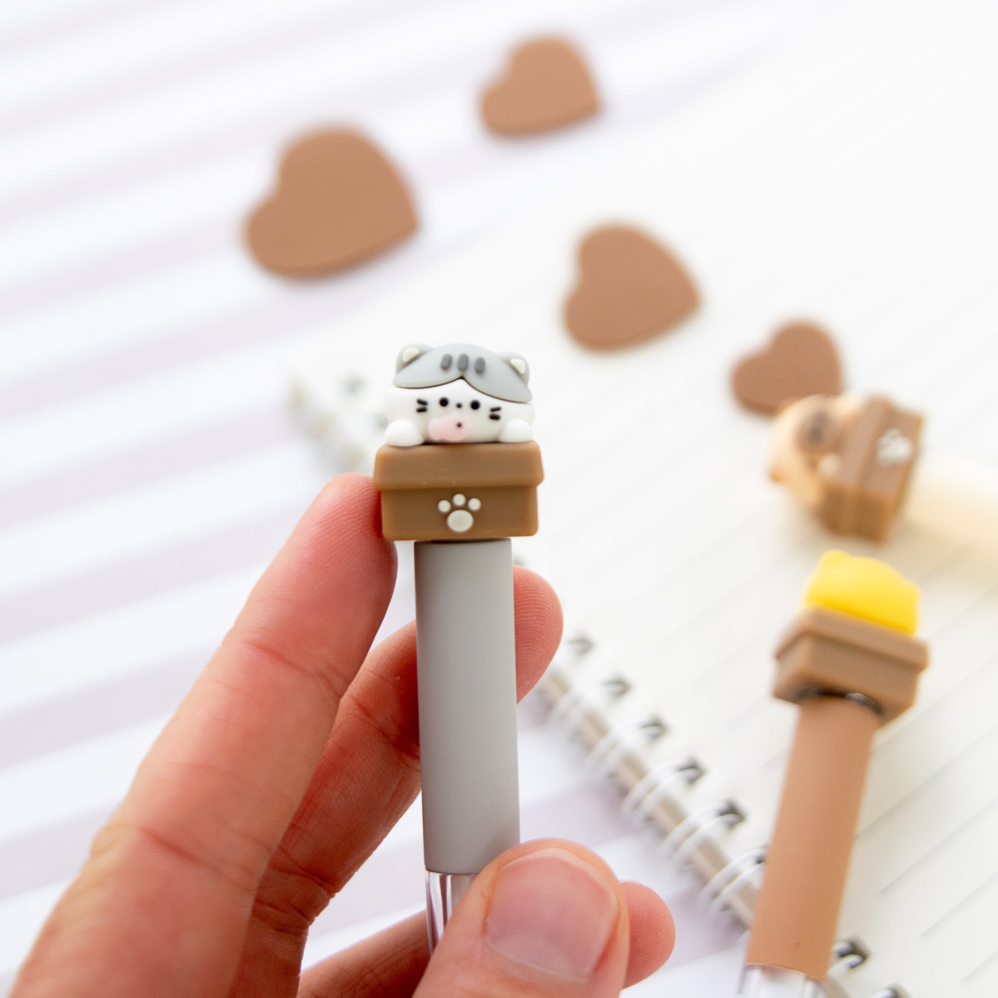 Stylo Gel Kawaii Anti Stress - Chat Curieux Tournicoti