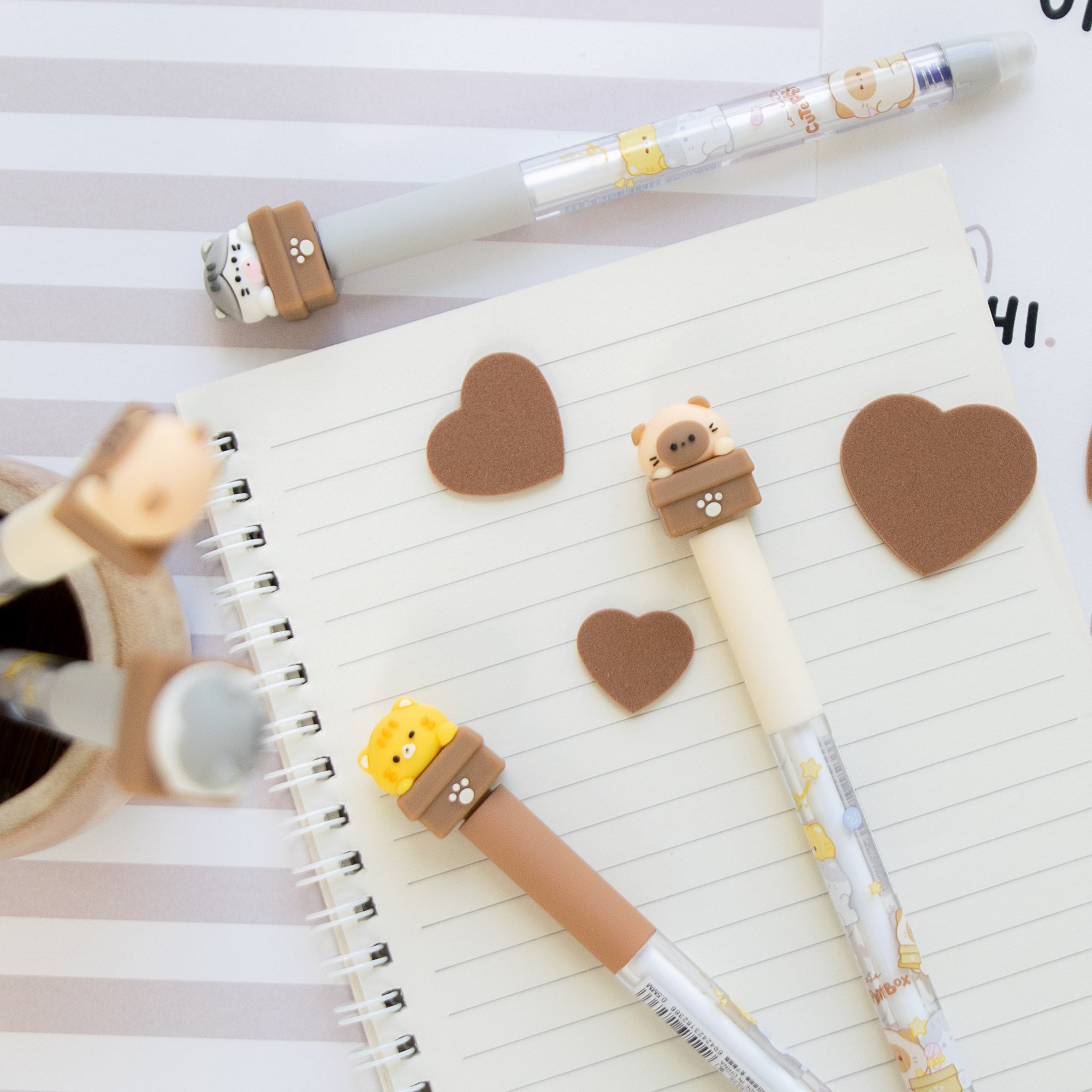 Stylo Gel Kawaii Anti Stress - Chat Curieux Tournicoti