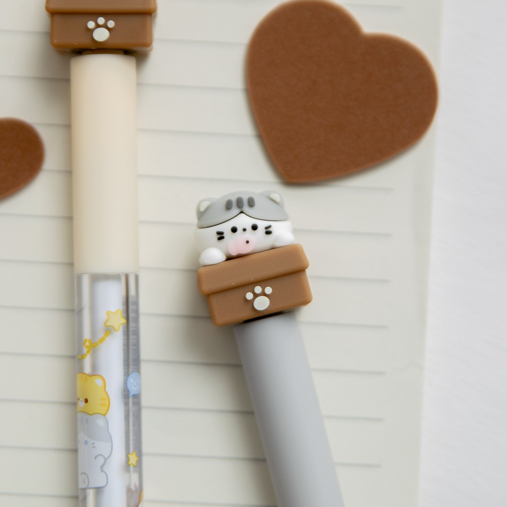 Stylo Gel Kawaii Anti Stress - Chat Curieux Tournicoti
